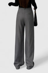 Pantalón de cintura alta con dos botones - Gris